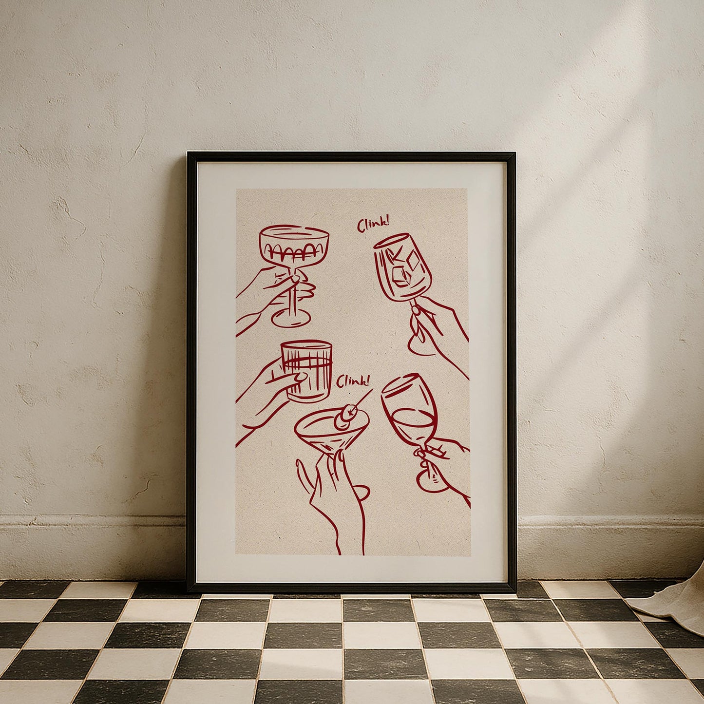 Cheers Tipografi Kokteyller Mutfak Duvar Tablosu II