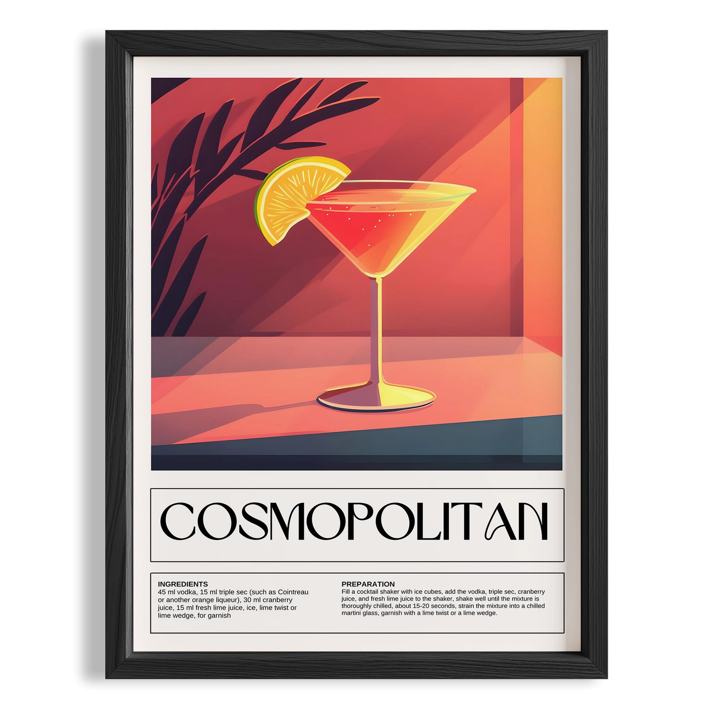 Cosmopolitan Kokteyl Tarifi Mutfak Duvar Tablosu