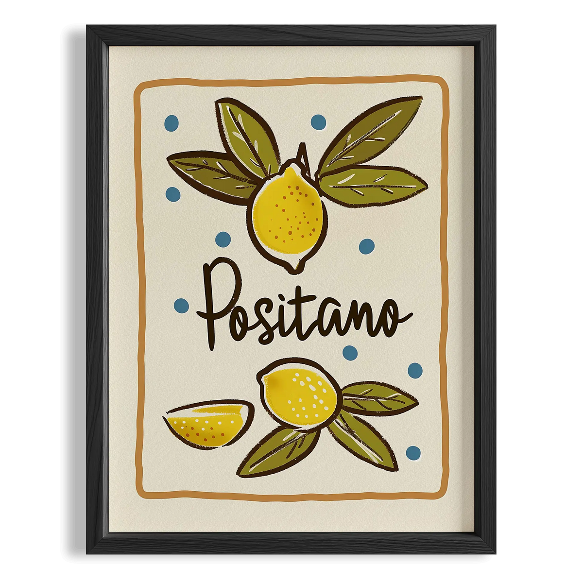 Amalfi & Positano Limonlar İtalyanca Tipografi Mutfak Duvar Tablosu III