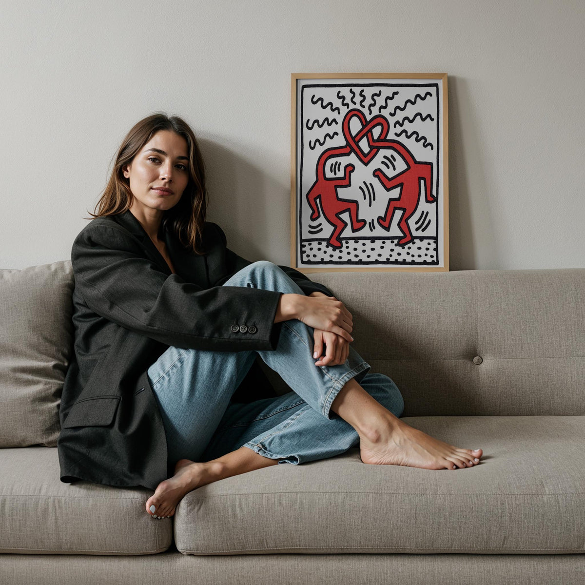 Kalpli Dans - Keith Haring Ahşap Duvar Tablosu