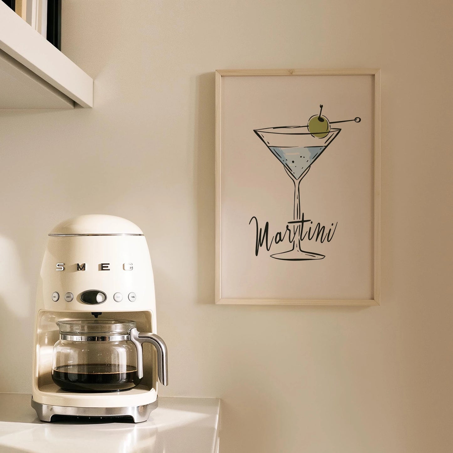Martini Tipografik Minimal Mutfak Duvar Tablosu