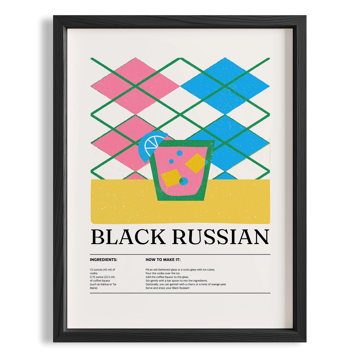 Black Russian Kokteyl Tarifi Mutfak Duvar Tablosu