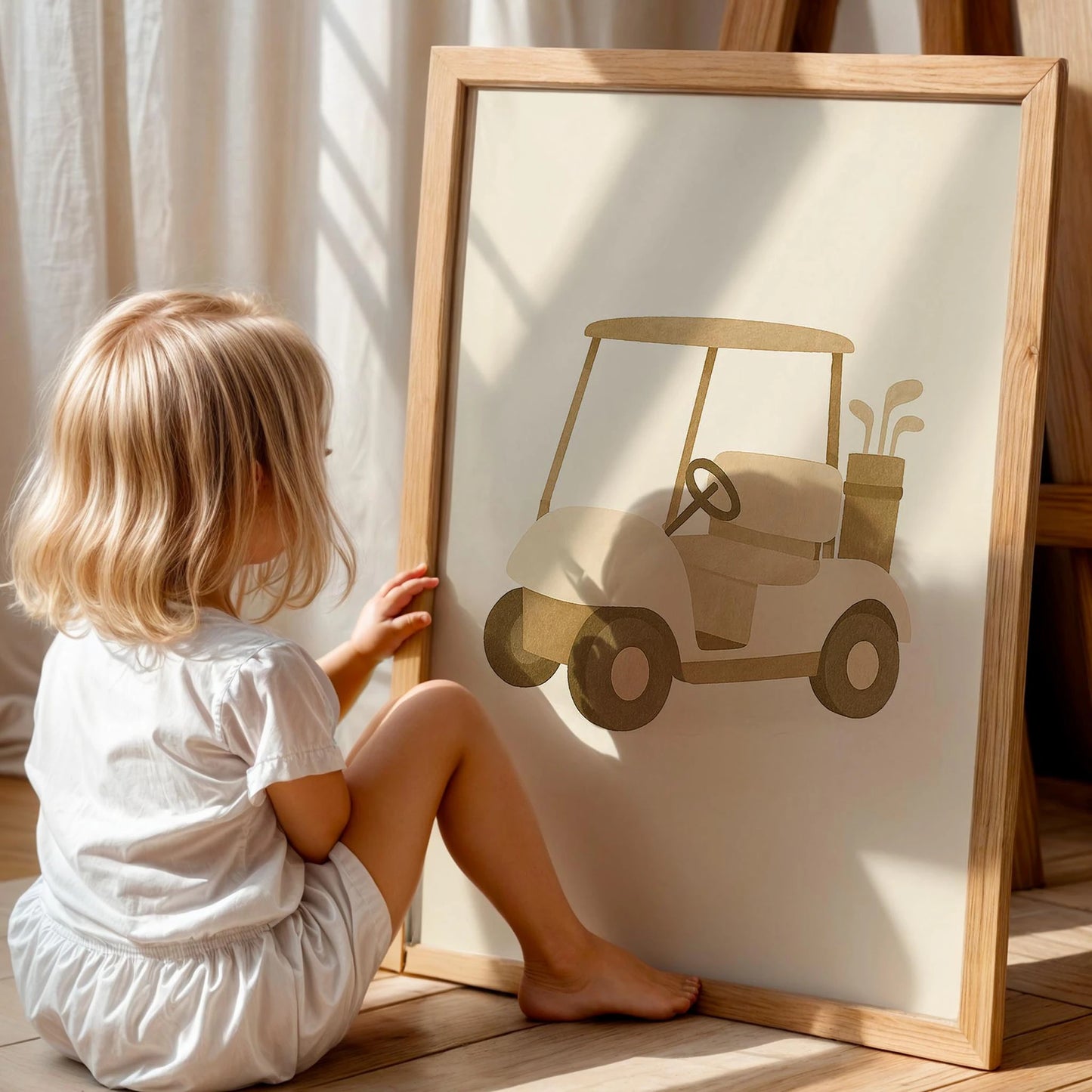 Golf Arabası Çocuk Odası Ahşap Tablo