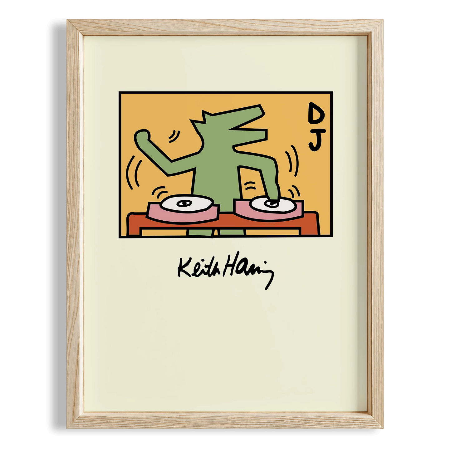 DJ - Keith Haring Ahşap Duvar Tablosu