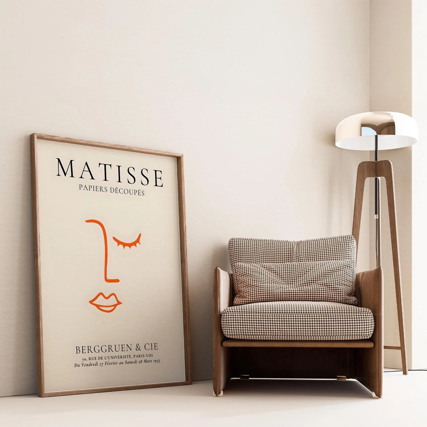 Matisse Kağıt Kesitleri Minimalist Kadın Yüzü Soyut Çizgi I Duvar Tablosu
