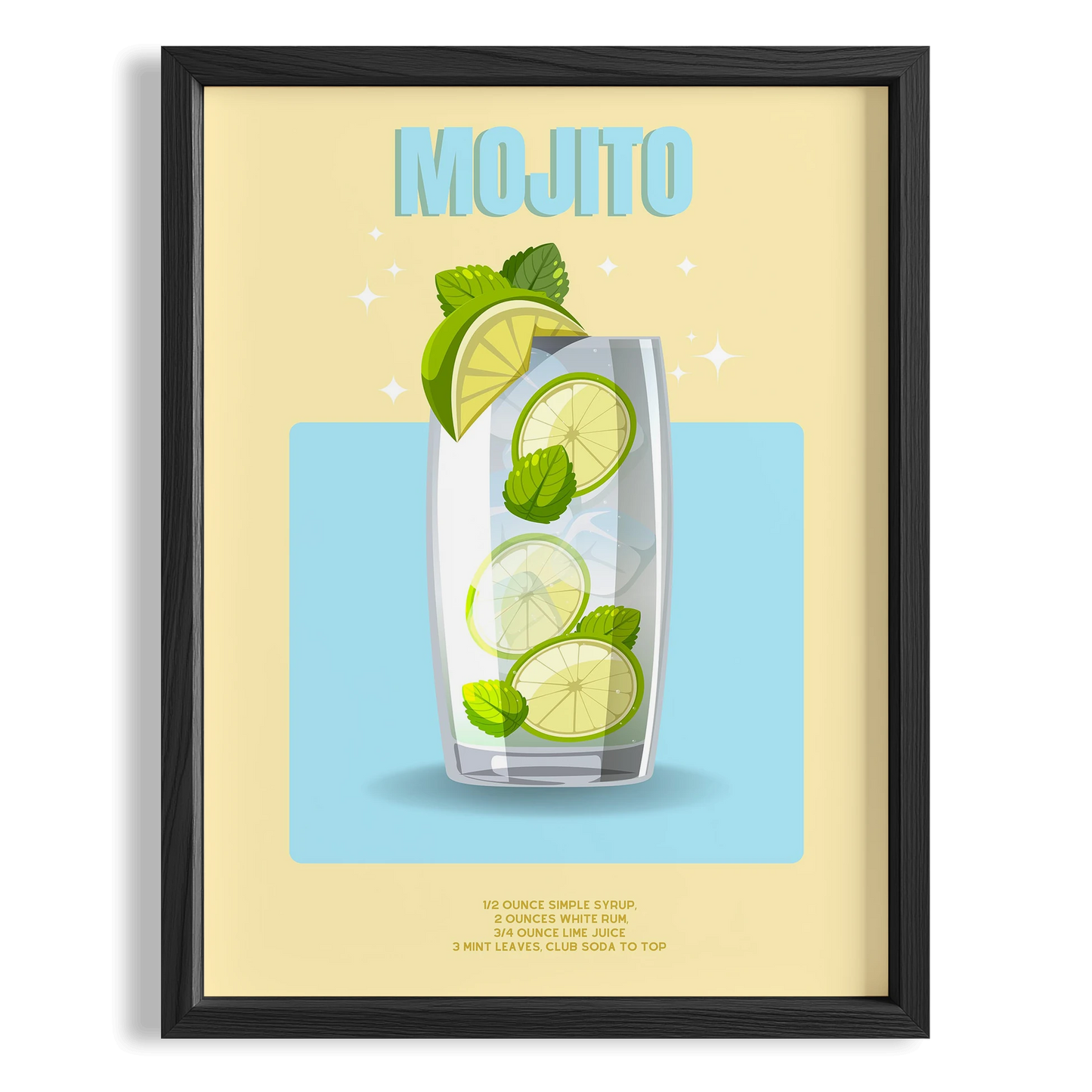 Mojito Kokteyli İllüstrasyon Mutfak Duvar Tablosu