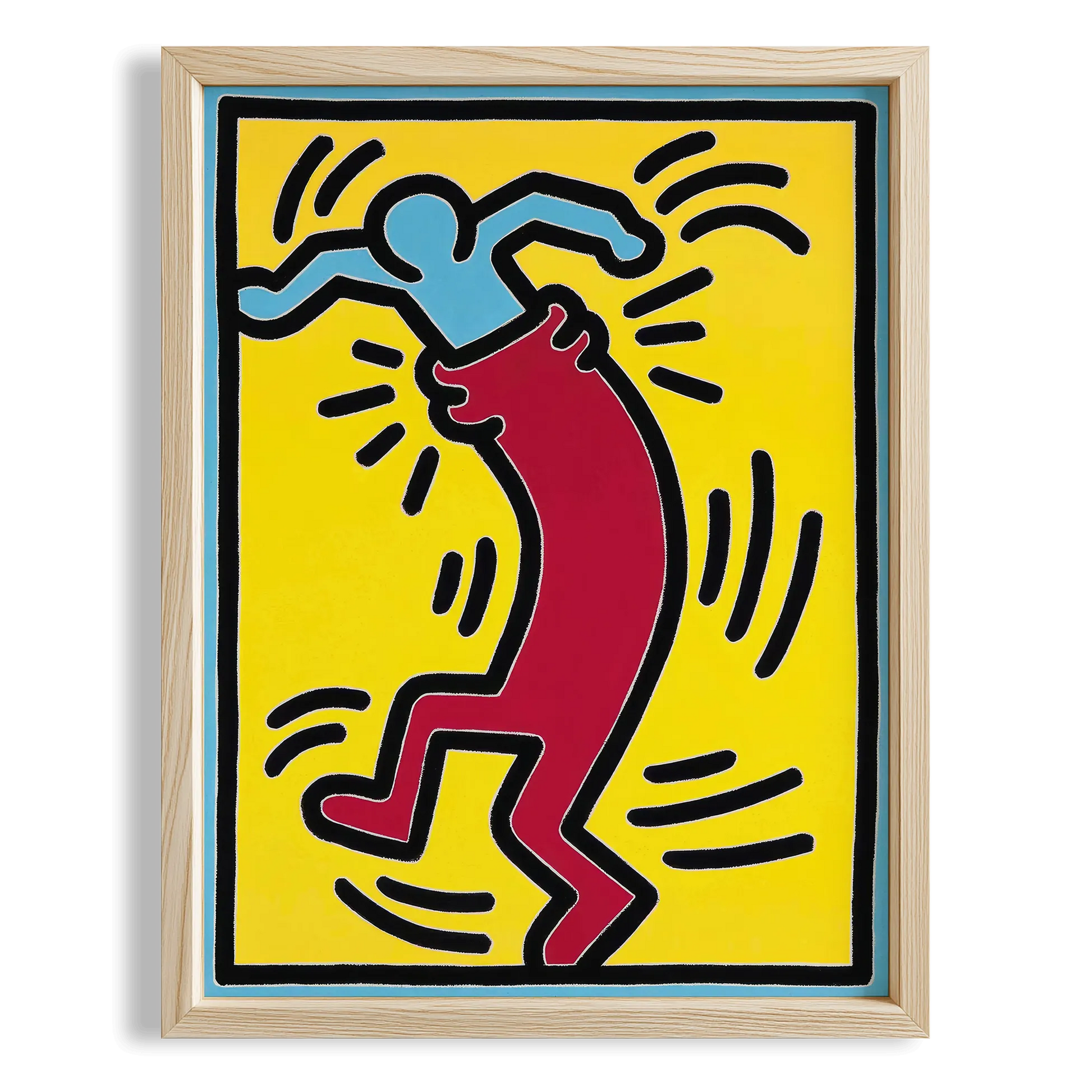 Kırmızı Hareket - Keith Haring Ahşap Duvar Tablosu