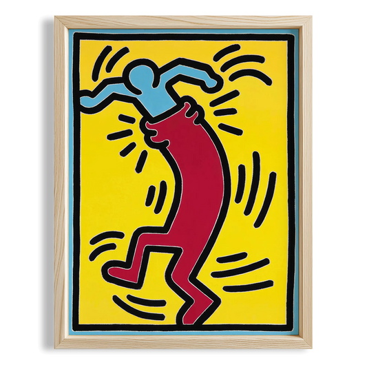 Kırmızı Hareket - Keith Haring Ahşap Duvar Tablosu