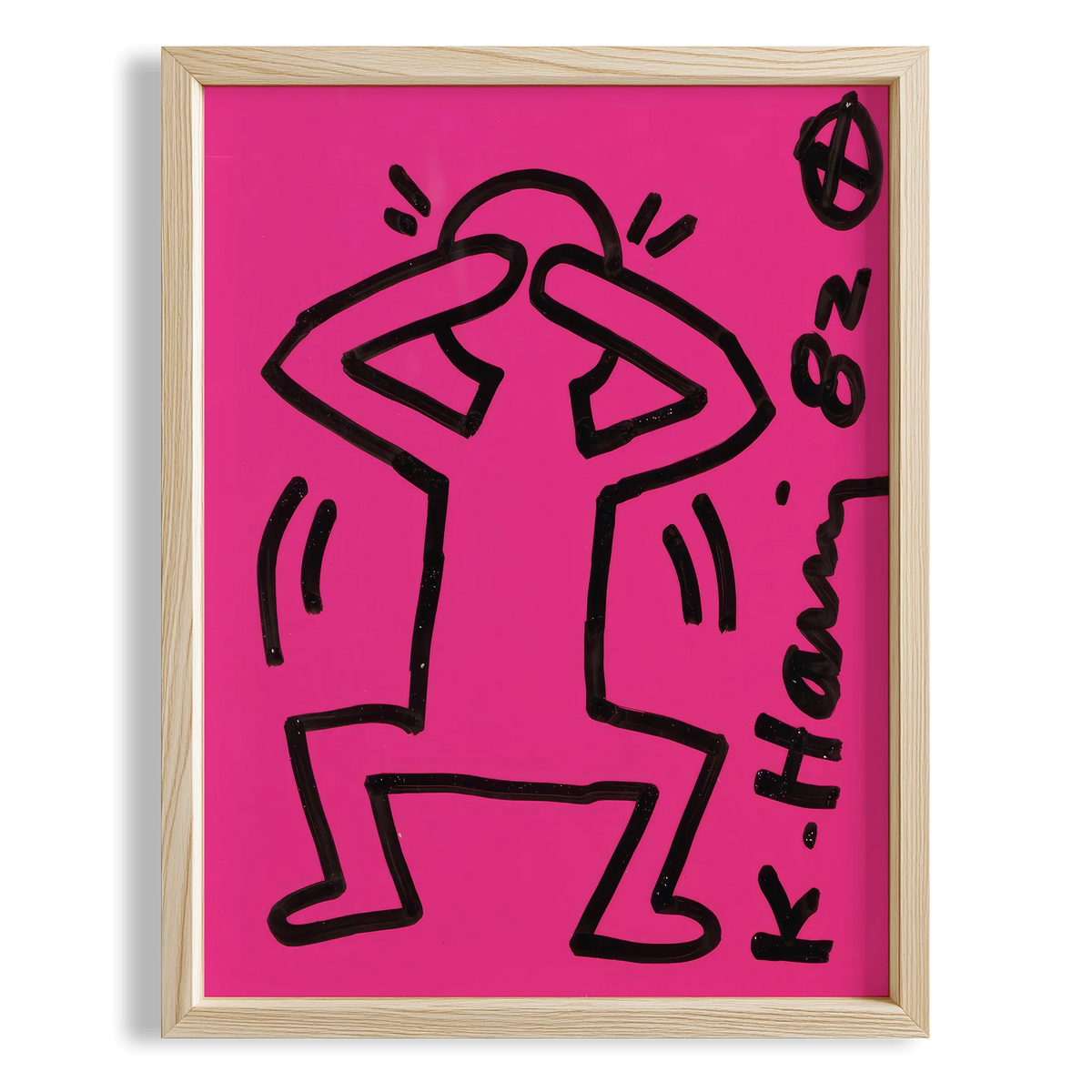 Pembe Dansçı - Keith Haring Ahşap Duvar Tablosu