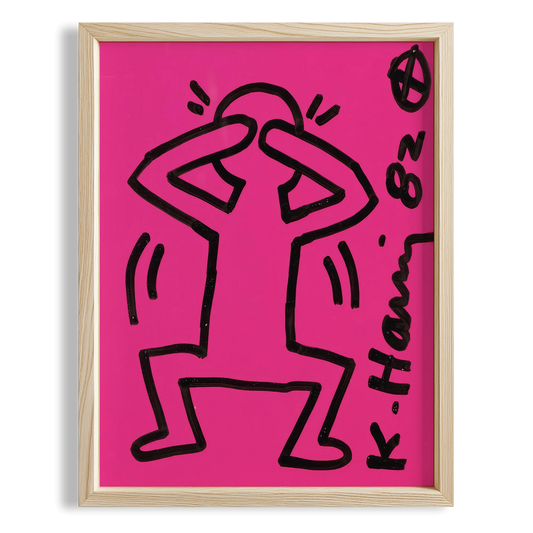 Pembe Dansçı - Keith Haring Ahşap Duvar Tablosu