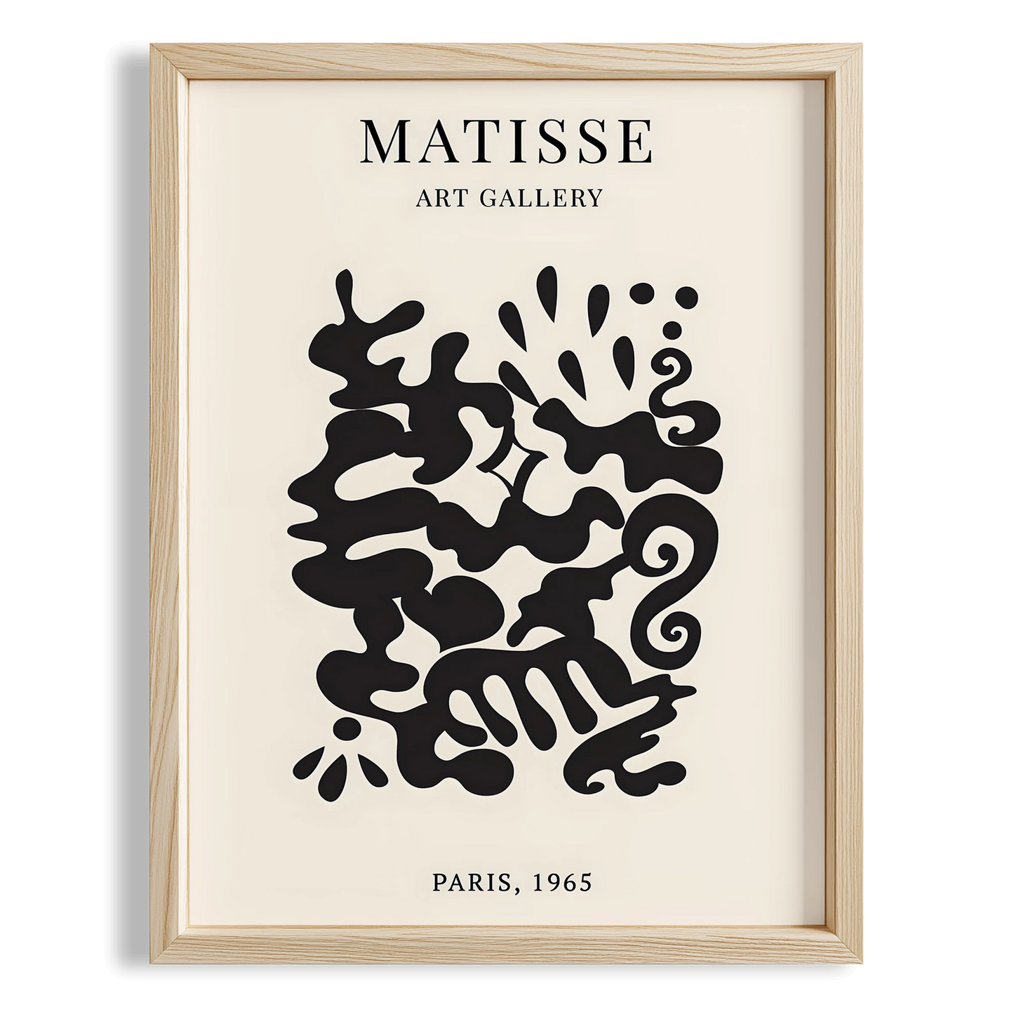 Matisse Kağıt Kesimleri Serisi Siyah Soyut Dallar ve Çiçekler I Duvar Tablosu