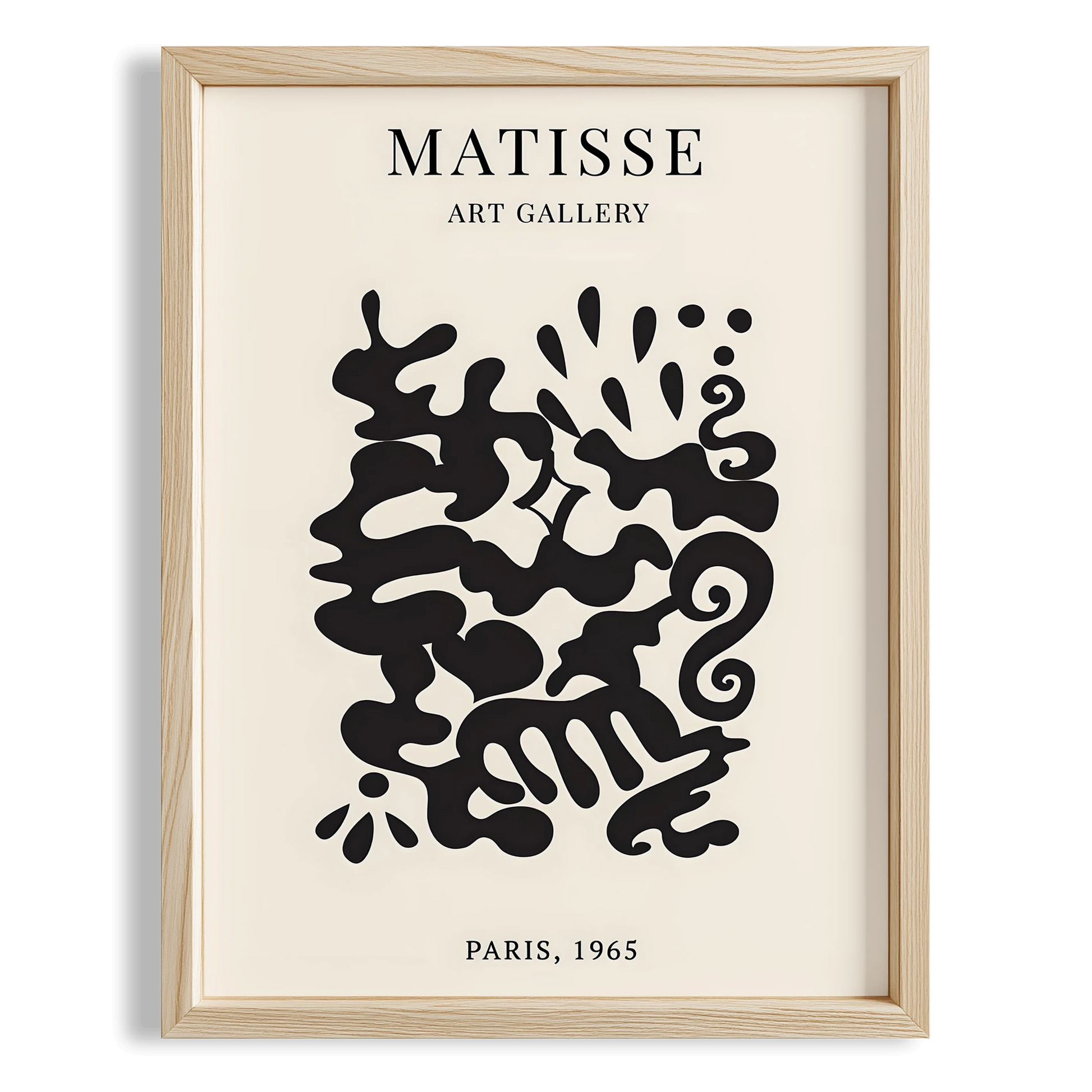 Matisse Kağıt Kesimleri Serisi Siyah Soyut Dallar ve Çiçekler I Duvar Tablosu
