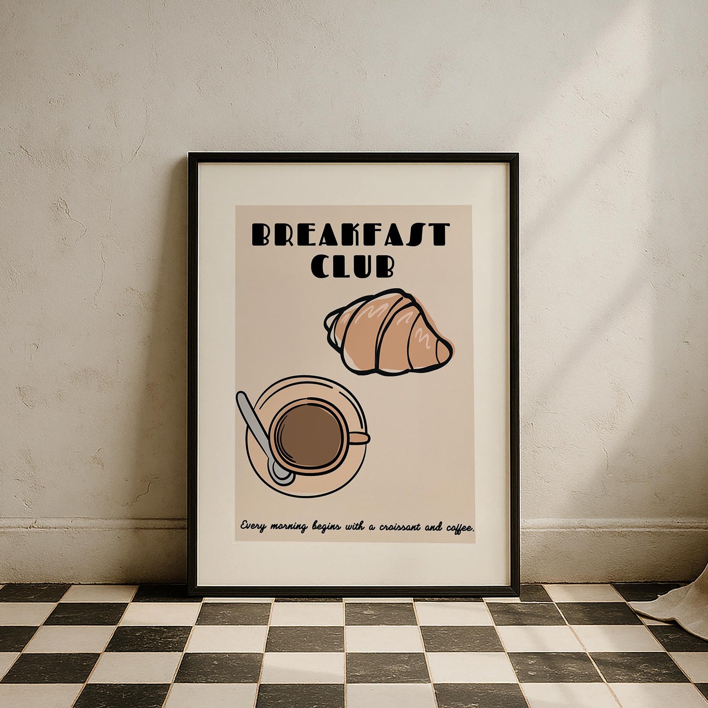 Breakfast Club Croissant Kahve Mutfak Duvar Tablosu