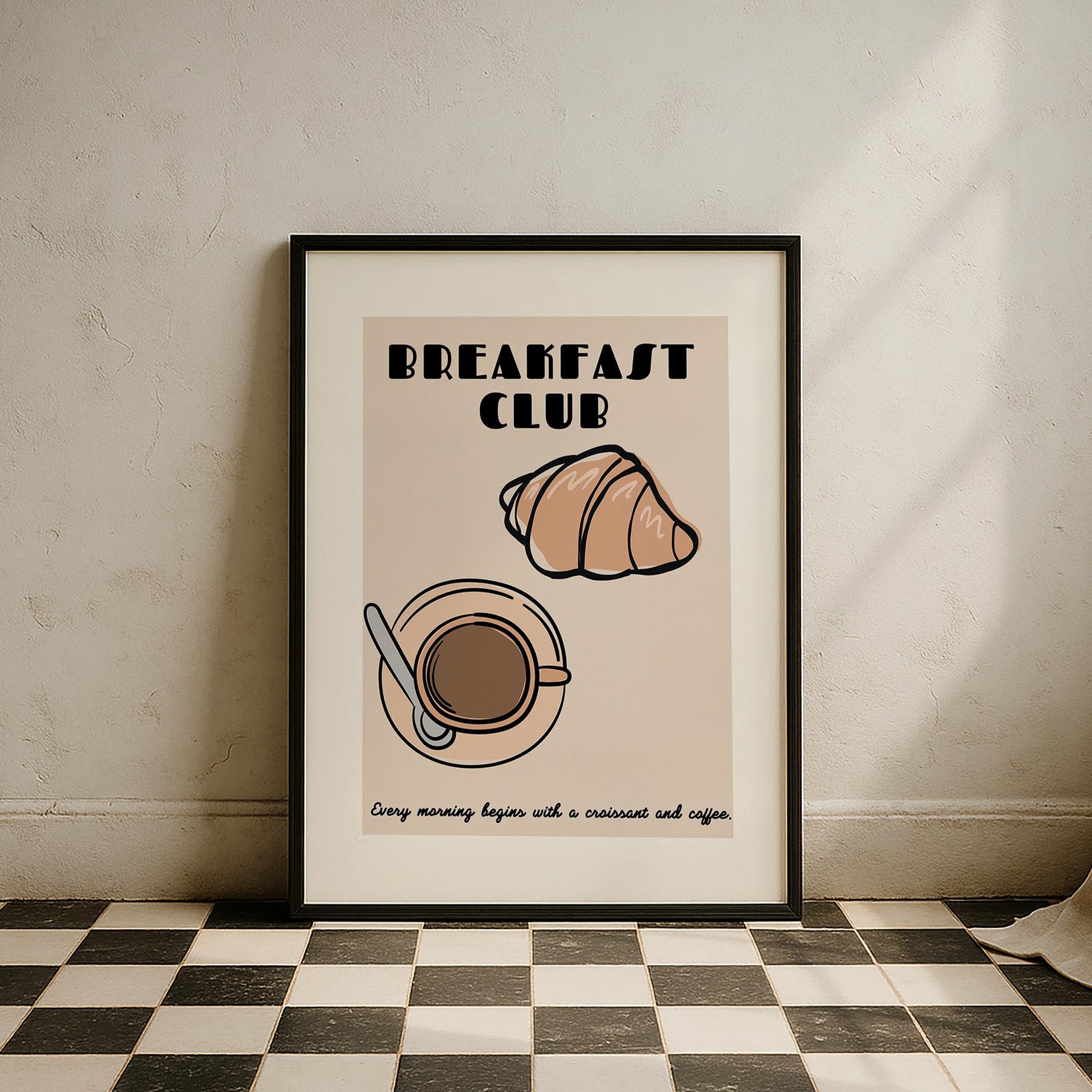 Breakfast Club Croissant Kahve Mutfak Duvar Tablosu