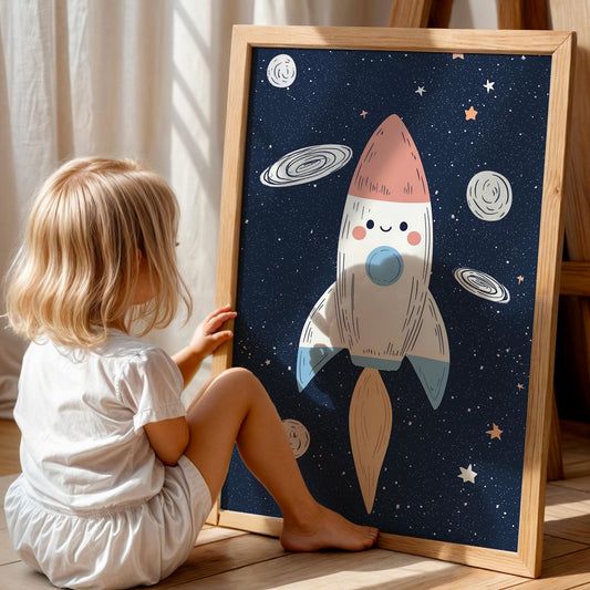 Unicorn ve Yıldızlar - Çocuk Odası Ahşap Tablo