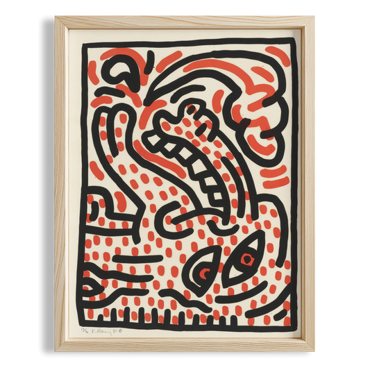 Soyut Desen - Keith Haring Ahşap Duvar Tablosu