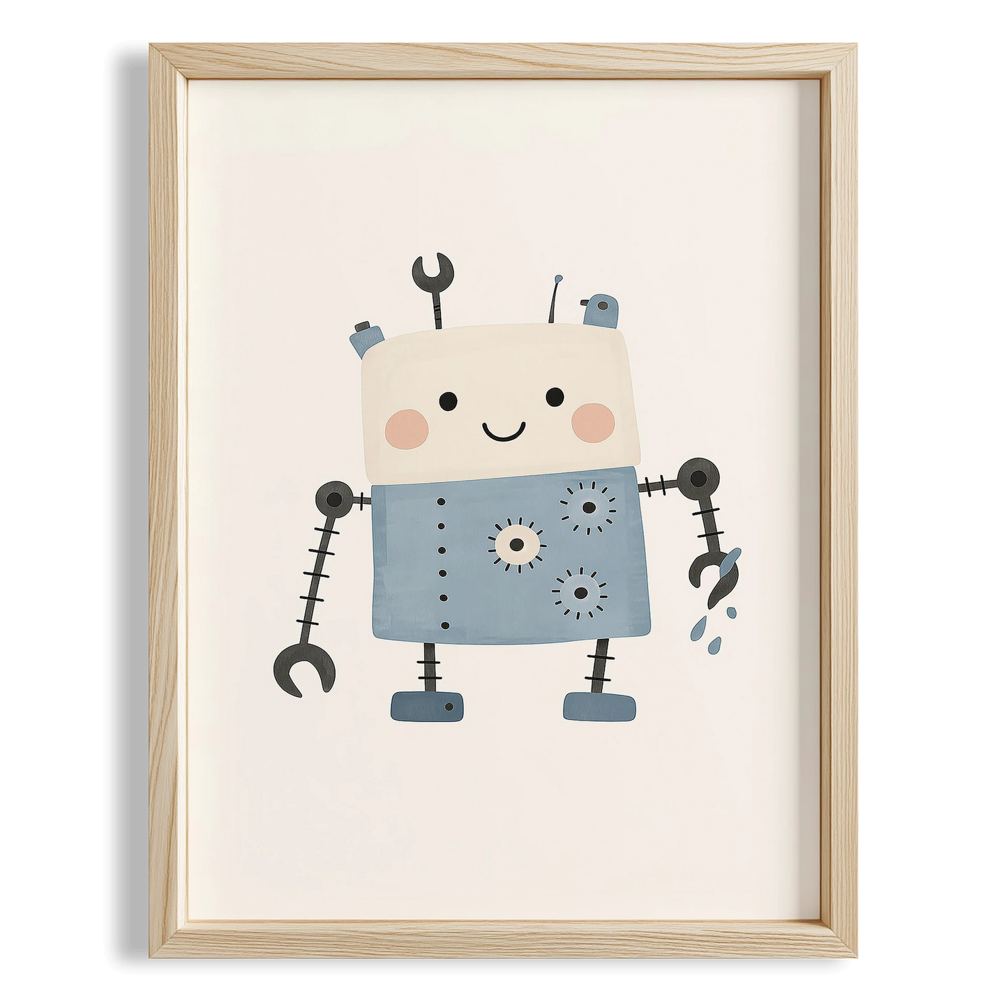 Mavi Android Robot Minimalist Çocuk Odası Ahşap Tablo