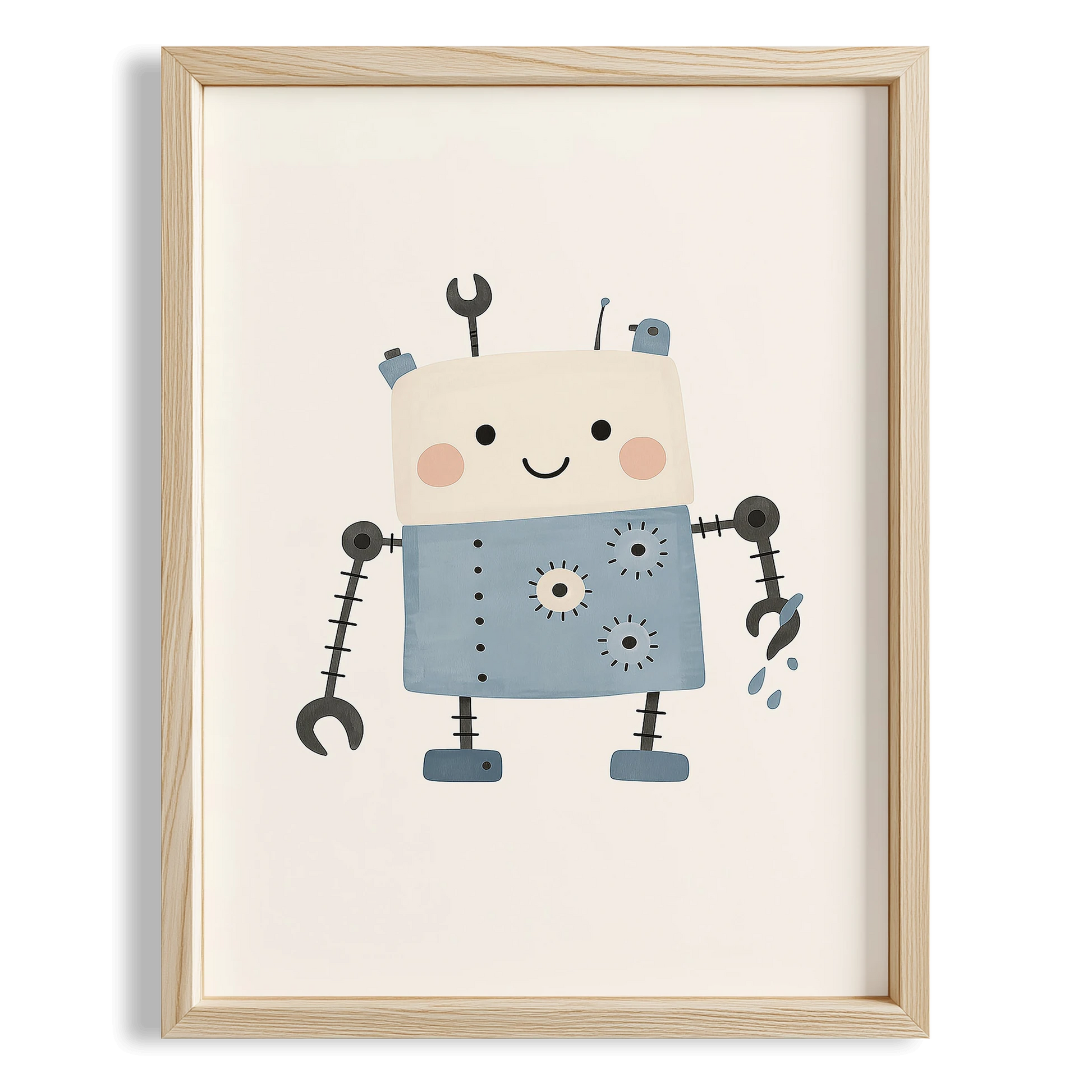 Mavi Android Robot Minimalist Çocuk Odası Ahşap Tablo