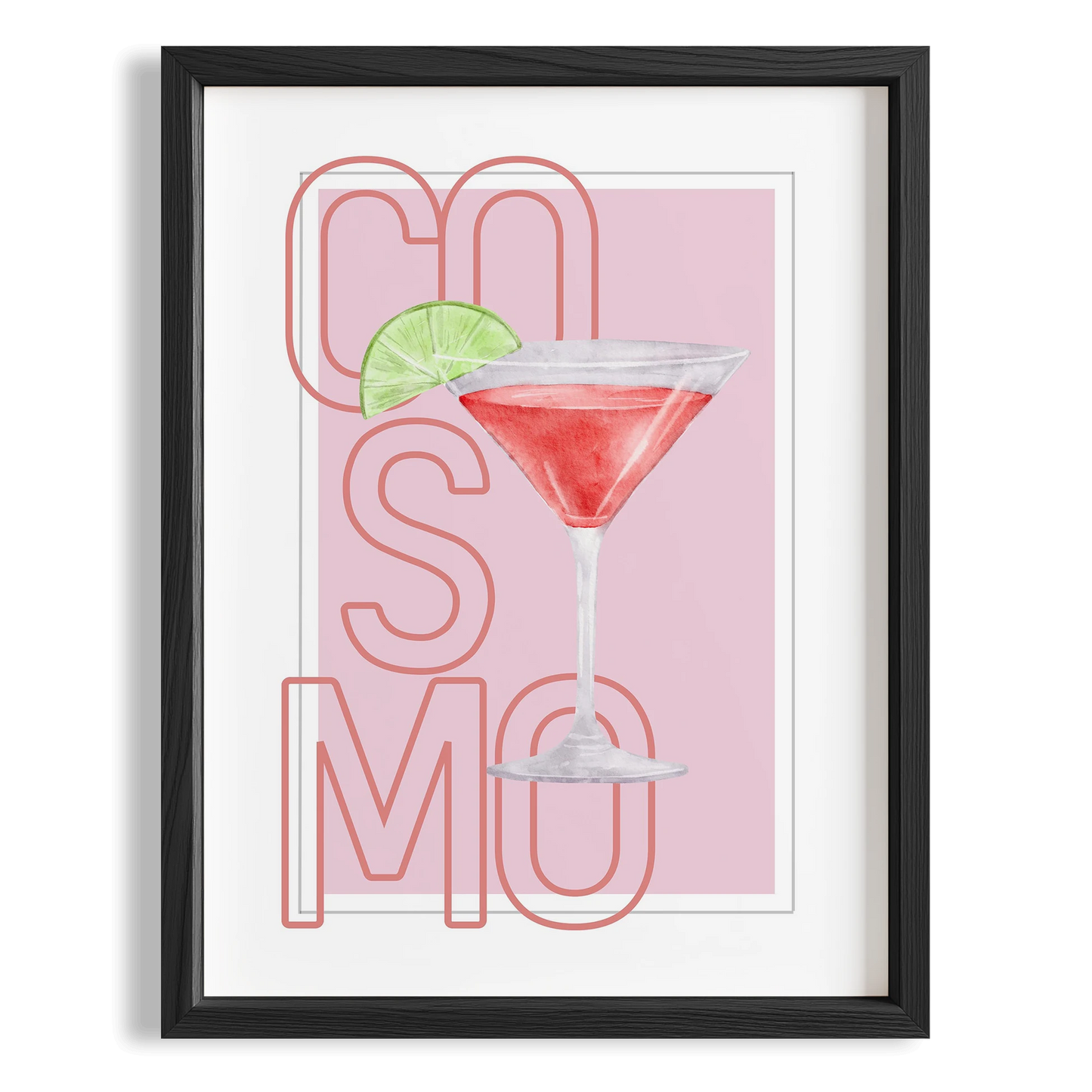 Cosmopolitan Tipografik Kokteyl Mutfak Duvar Tablosu