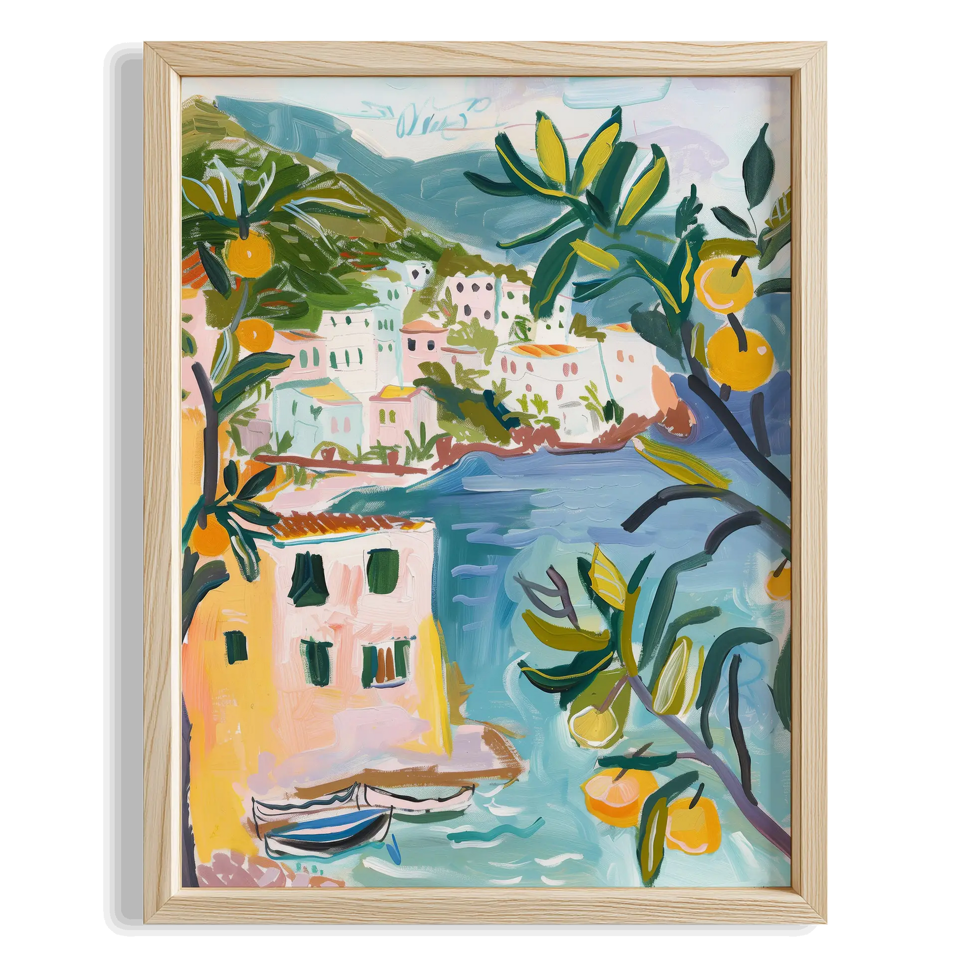 Amalfi Kıyı Evleri ve Limon Ağacı İtalya Koleksiyonu Mutfak Duvar Tablosu