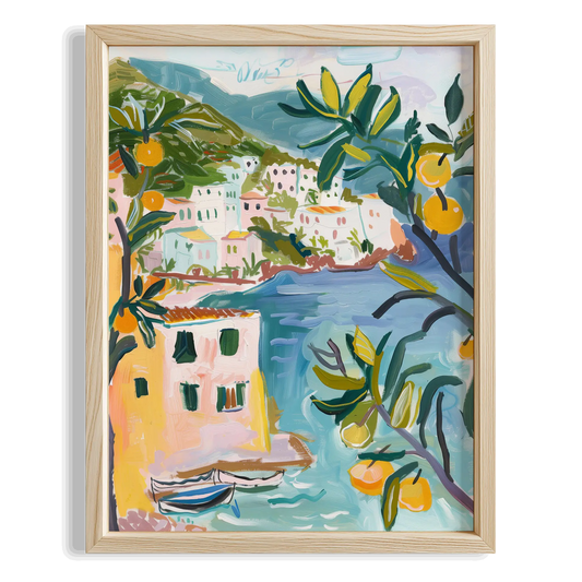 Amalfi Kıyı Evleri ve Limon Ağacı İtalya Koleksiyonu Mutfak Duvar Tablosu