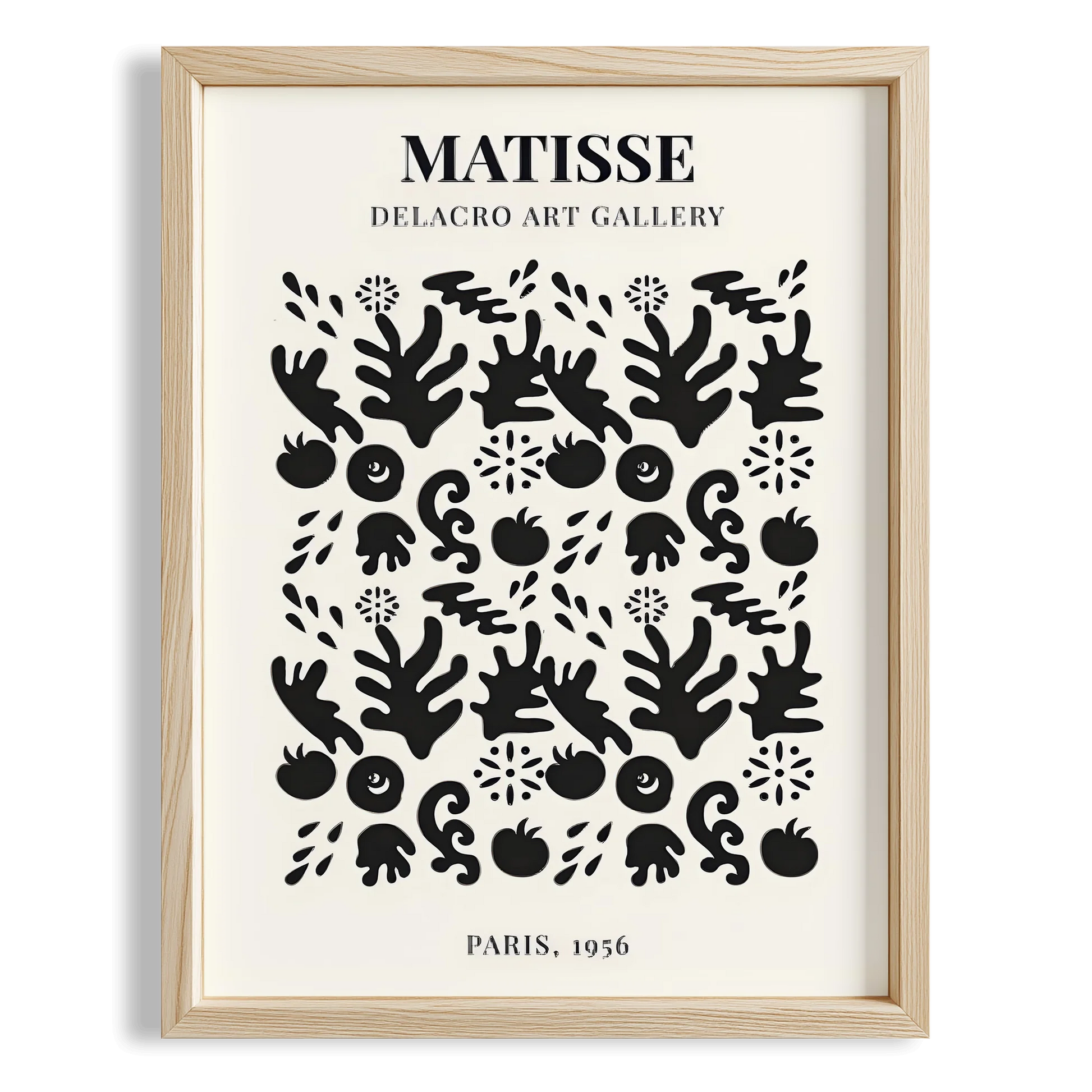 Matisse Kağıt Kesimleri Serisi Siyah Minimalist Soyut Dal Desenleri I Duvar Tablosu