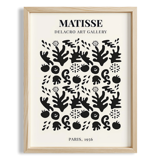 Matisse Kağıt Kesimleri Serisi Siyah Minimalist Soyut Dal Desenleri I Duvar Tablosu