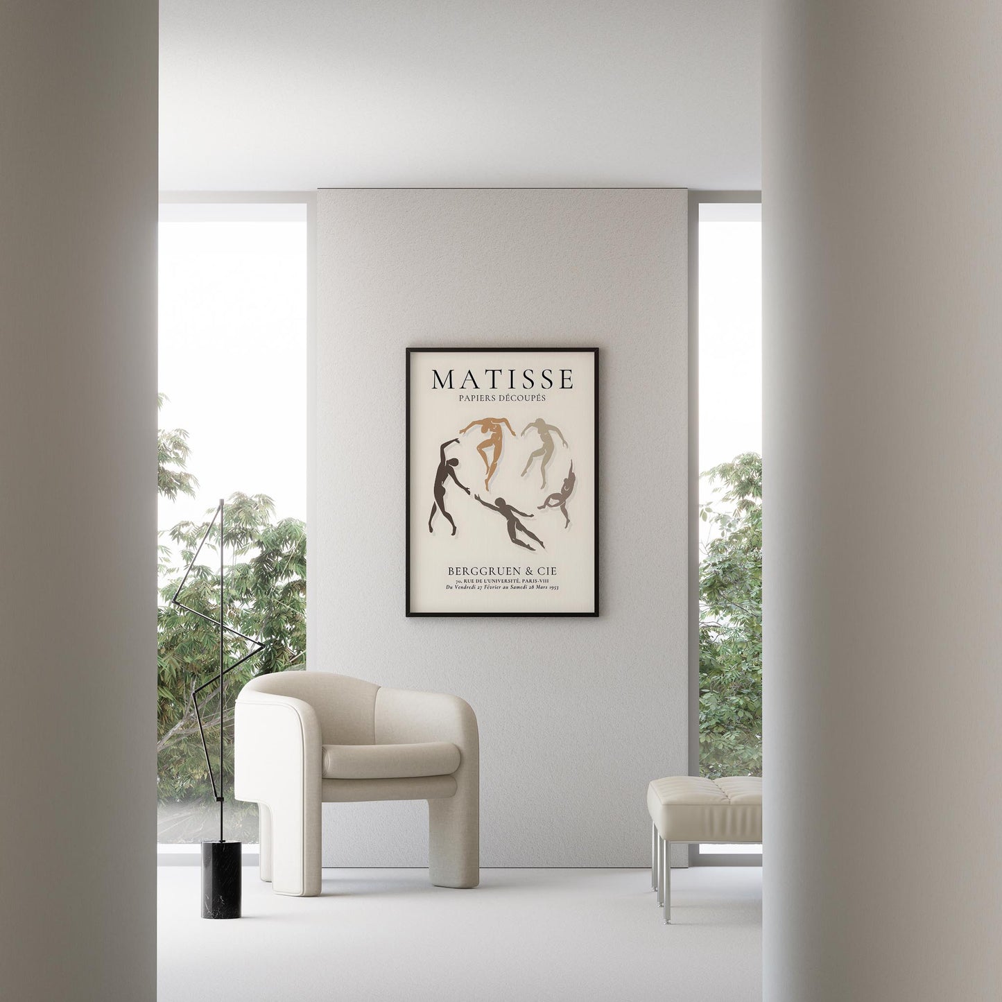Matisse Kağıt Kesimleri Serisi Dans Minimalist Kahve Tonları I Duvar Tablosu