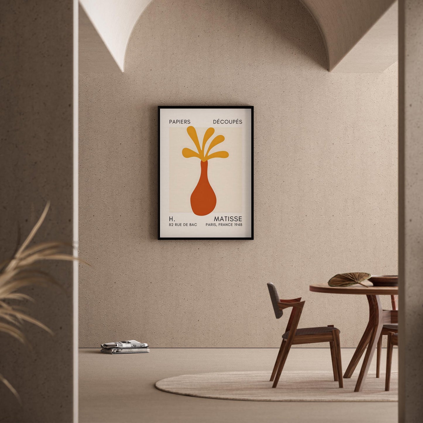 Matisse Kağıt Kesimleri Serisi Terracotta Sarı Soyut Vazo I Duvar Tablosu