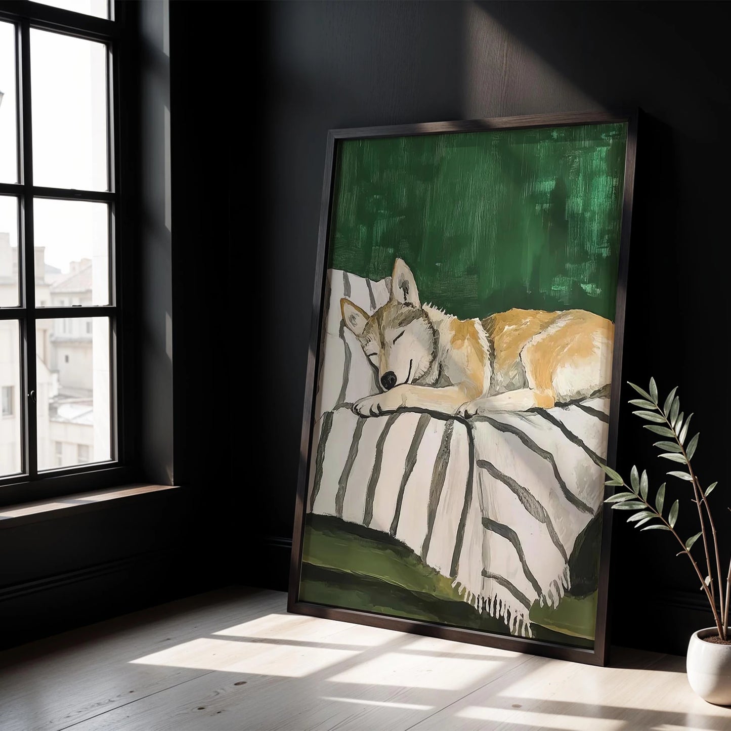 Köpek Portre VIII - Husky Çizgili Zümrüt