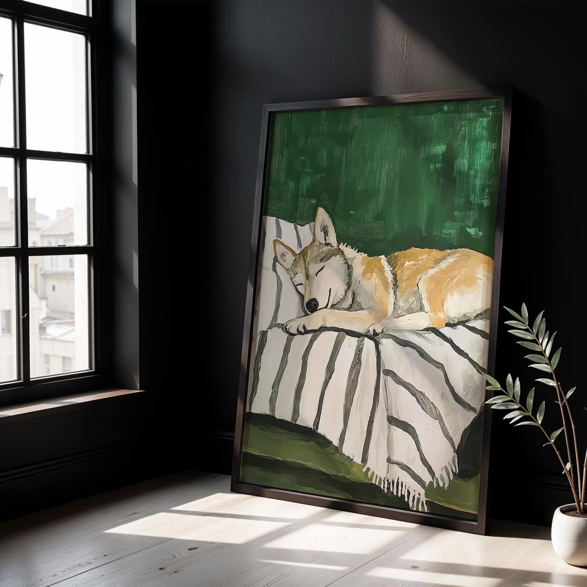 Köpek Portre VIII - Husky Çizgili Zümrüt