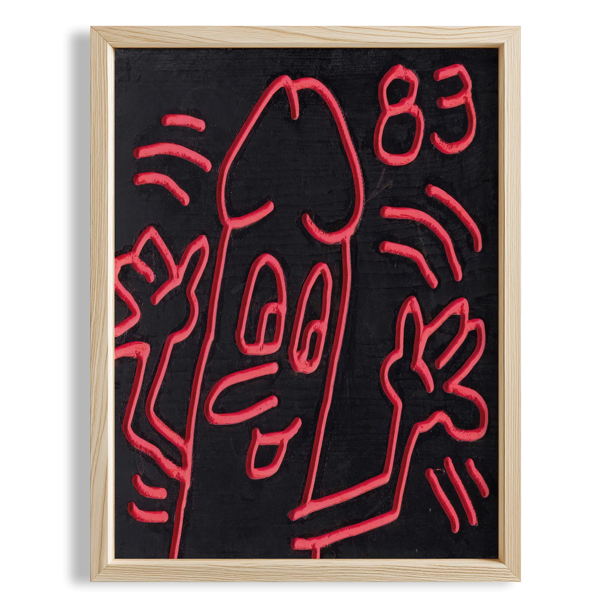 Neon Yüz (83) - Keith Haring Ahşap Duvar Tablosu