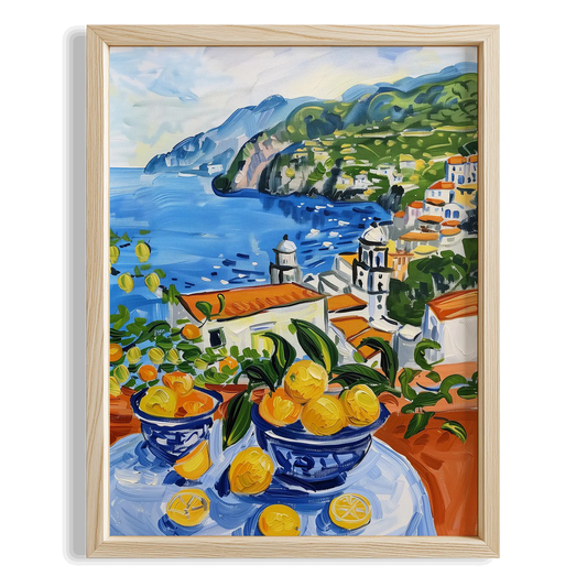 Amalfi Deniz Manzarası Limoncello İtalya Koleksiyonu Mutfak Duvar Tablosu