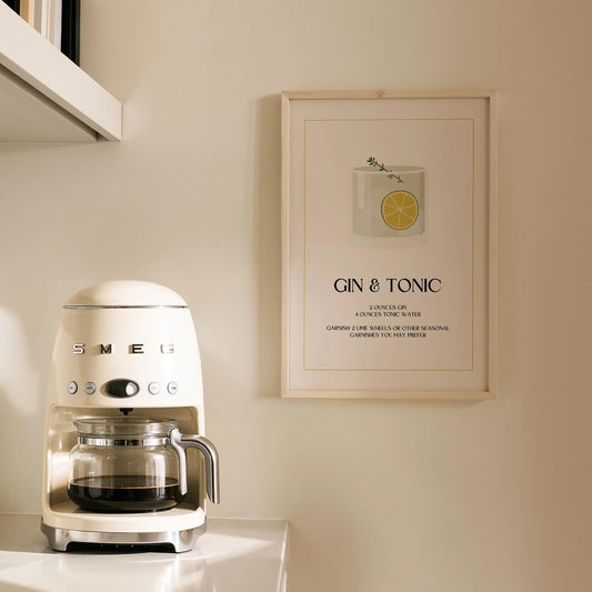 Gin & Tonic Kokteyli Minimal Mutfak Duvar Tablosu