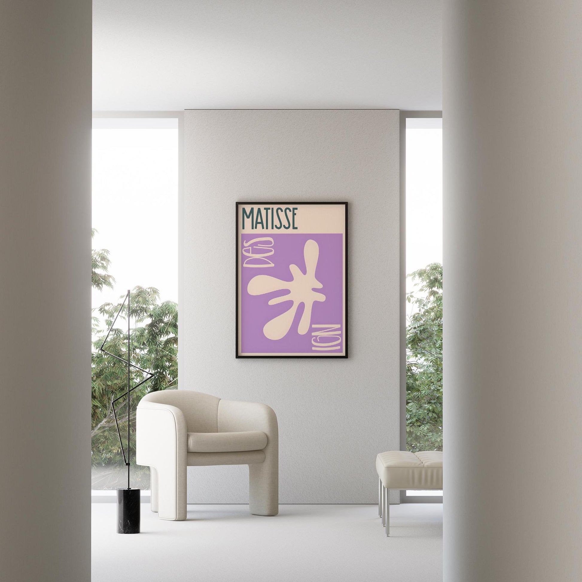 Matisse Kağıt Kesimleri Abstract Serisi Lila Bej Dal I Duvar Tablosu