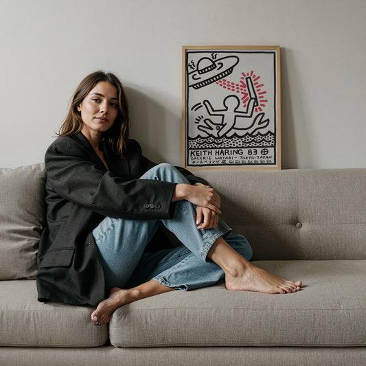 Işınlı Figür - Keith Haring Ahşap Duvar Tablosu