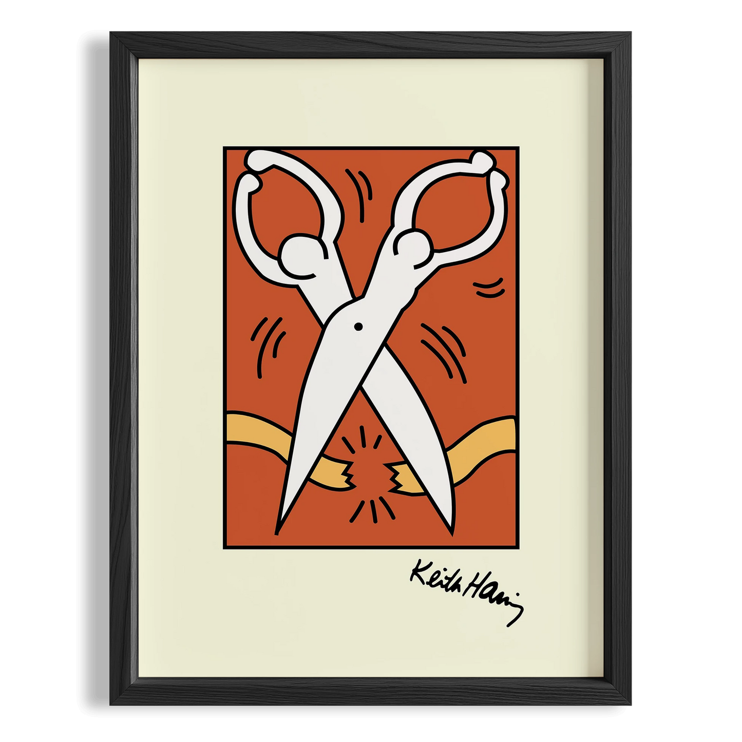 Makas - Keith Haring Ahşap Duvar Tablosu
