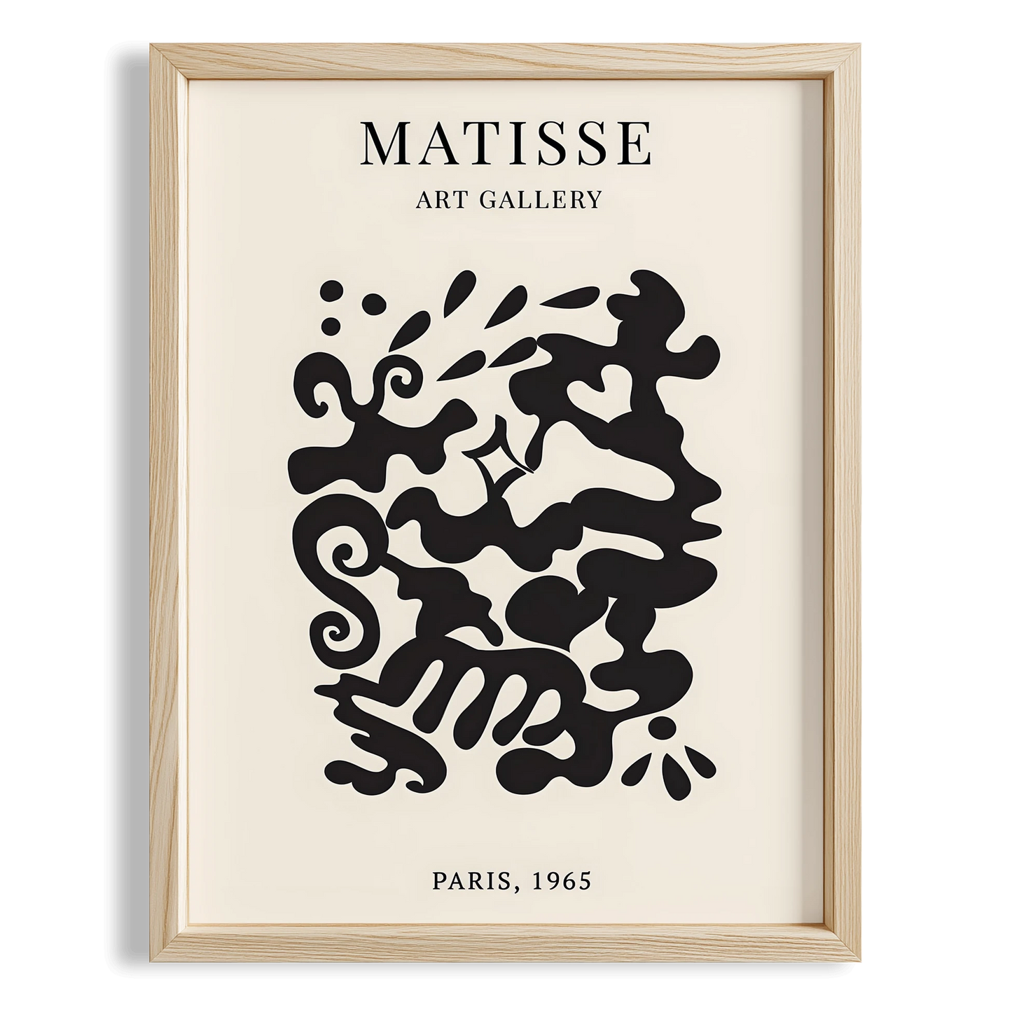Matisse Kağıt Kesimleri Serisi Siyah Soyut Dal ve Çiçek Deseni I Duvar Tablosu