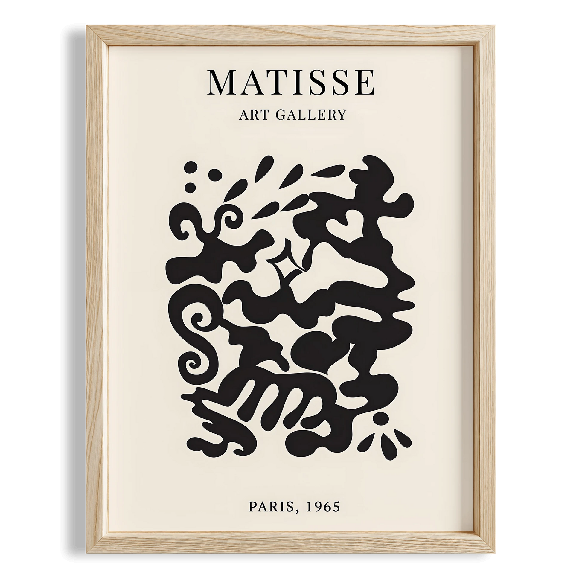 Matisse Kağıt Kesimleri Serisi Siyah Soyut Dal ve Çiçek Deseni I Duvar Tablosu