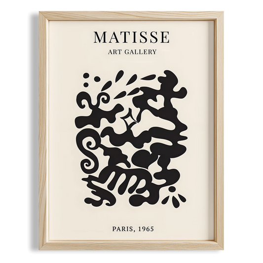 Matisse Kağıt Kesimleri Serisi Siyah Soyut Dal ve Çiçek Deseni I Duvar Tablosu
