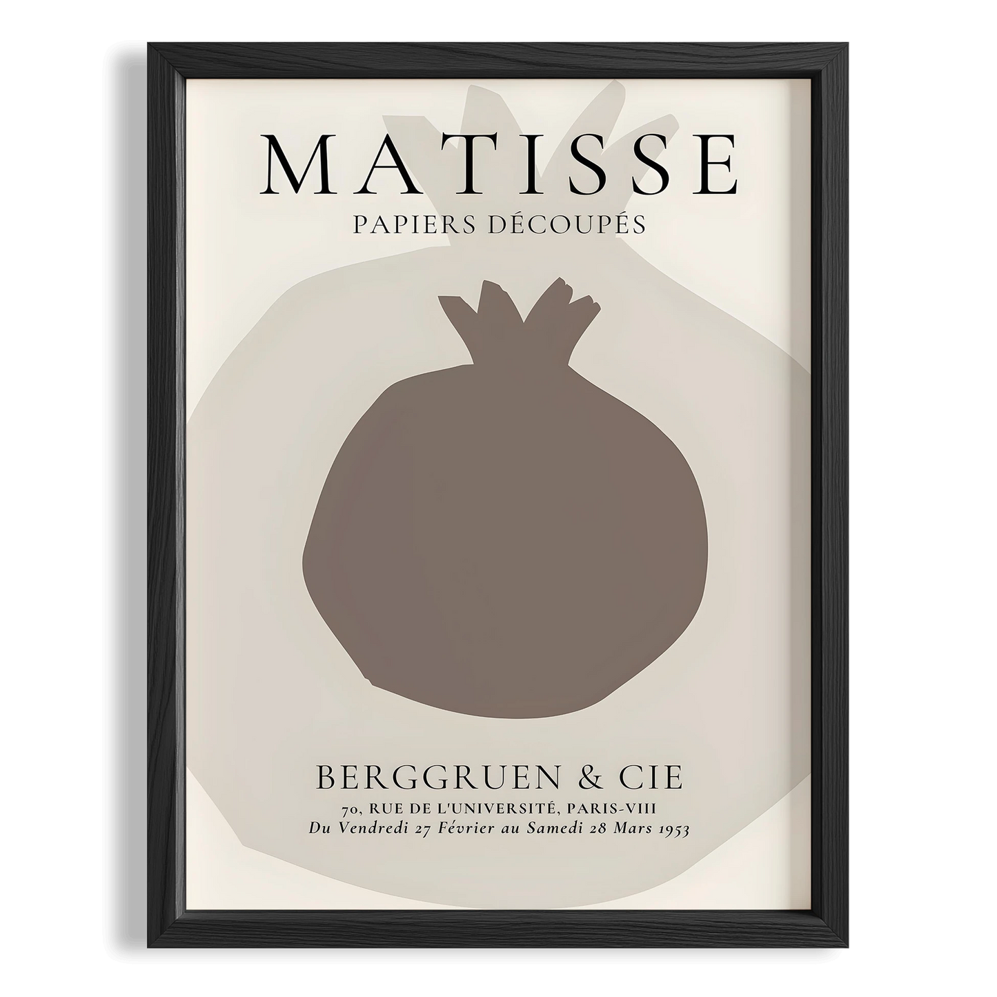 Matisse Kağıt Kesimleri Serisi Minimalist Bej Nar Figürü I Duvar Tablosu