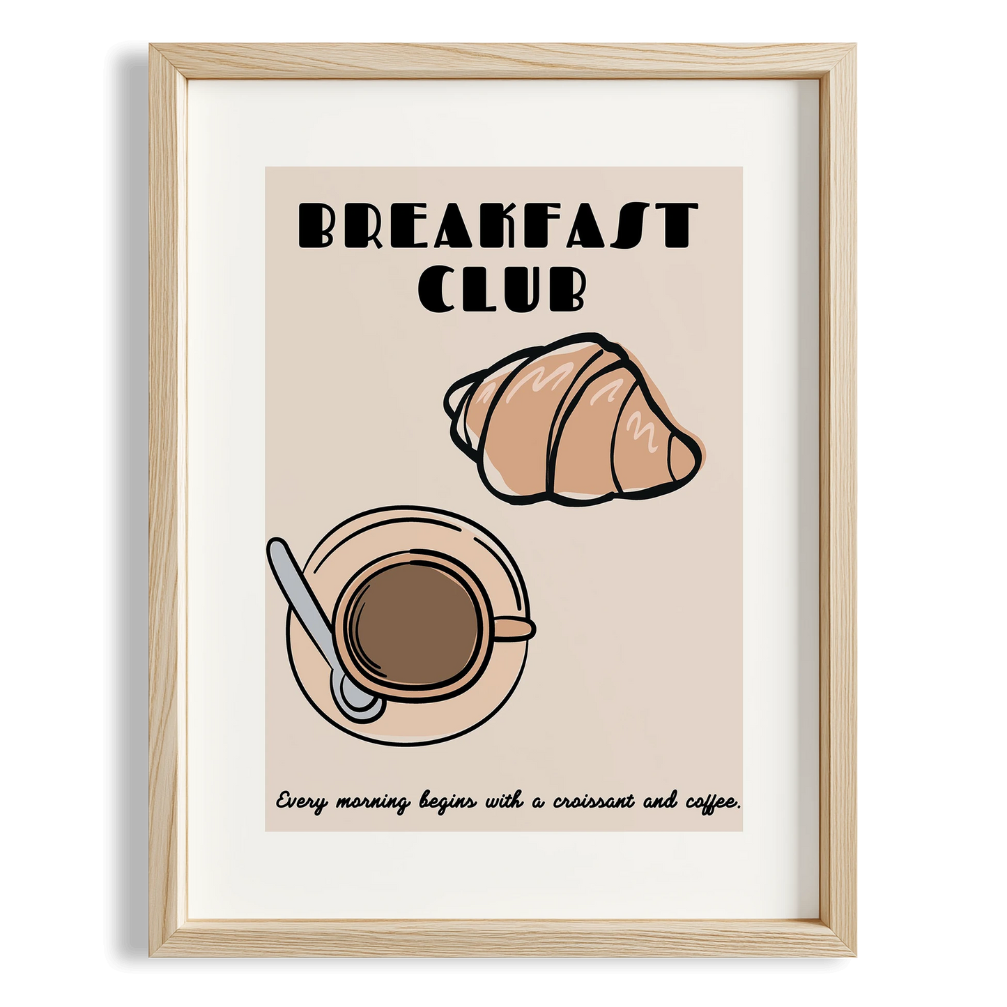 Breakfast Club Croissant Kahve Mutfak Duvar Tablosu