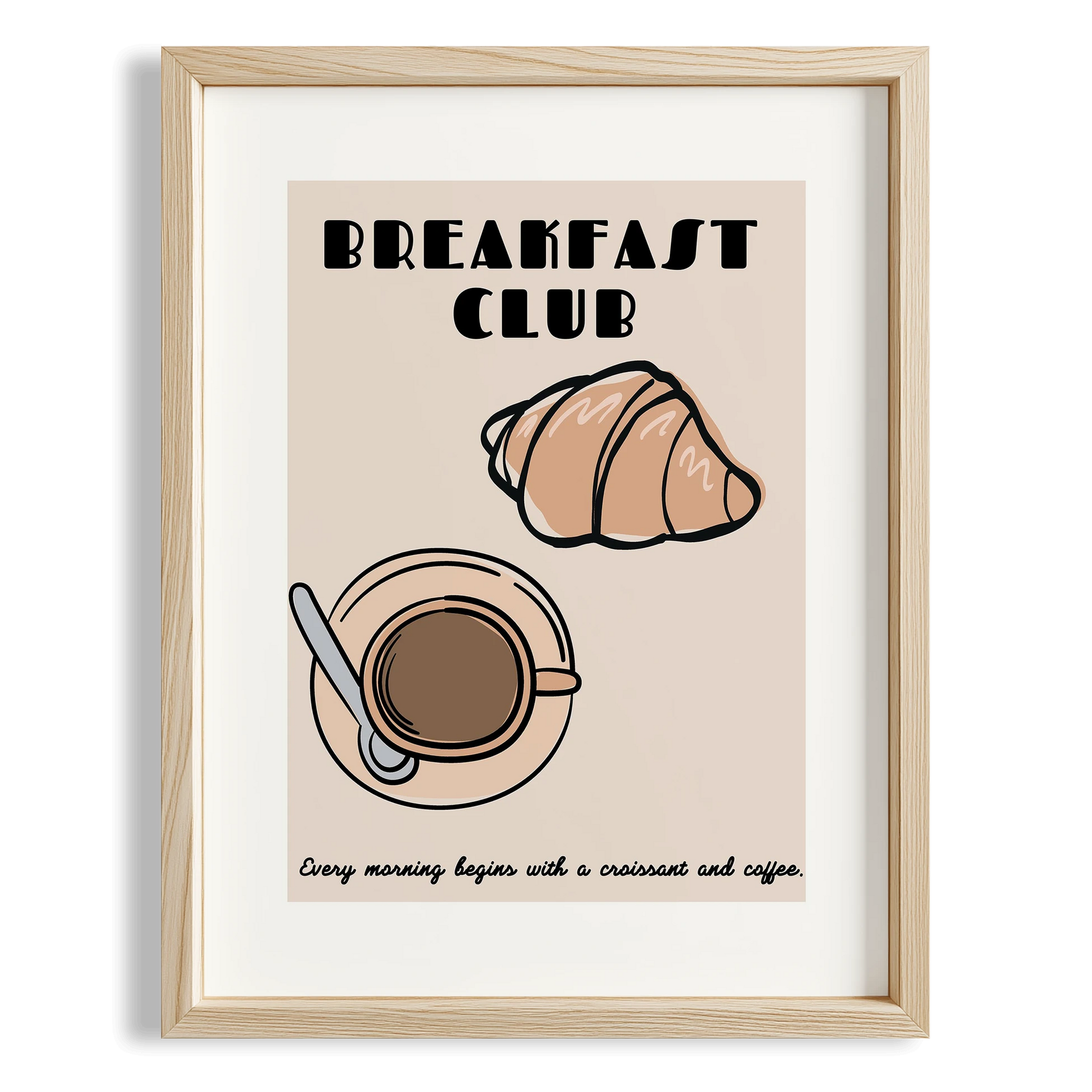 Breakfast Club Croissant Kahve Mutfak Duvar Tablosu