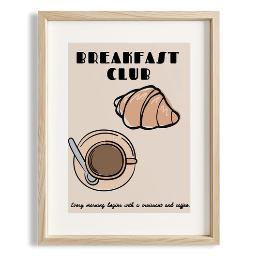 Breakfast Club Croissant Kahve Mutfak Duvar Tablosu