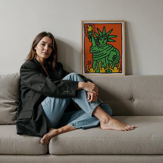 Özgürlük Heykeli - Keith Haring Ahşap Duvar Tablosu