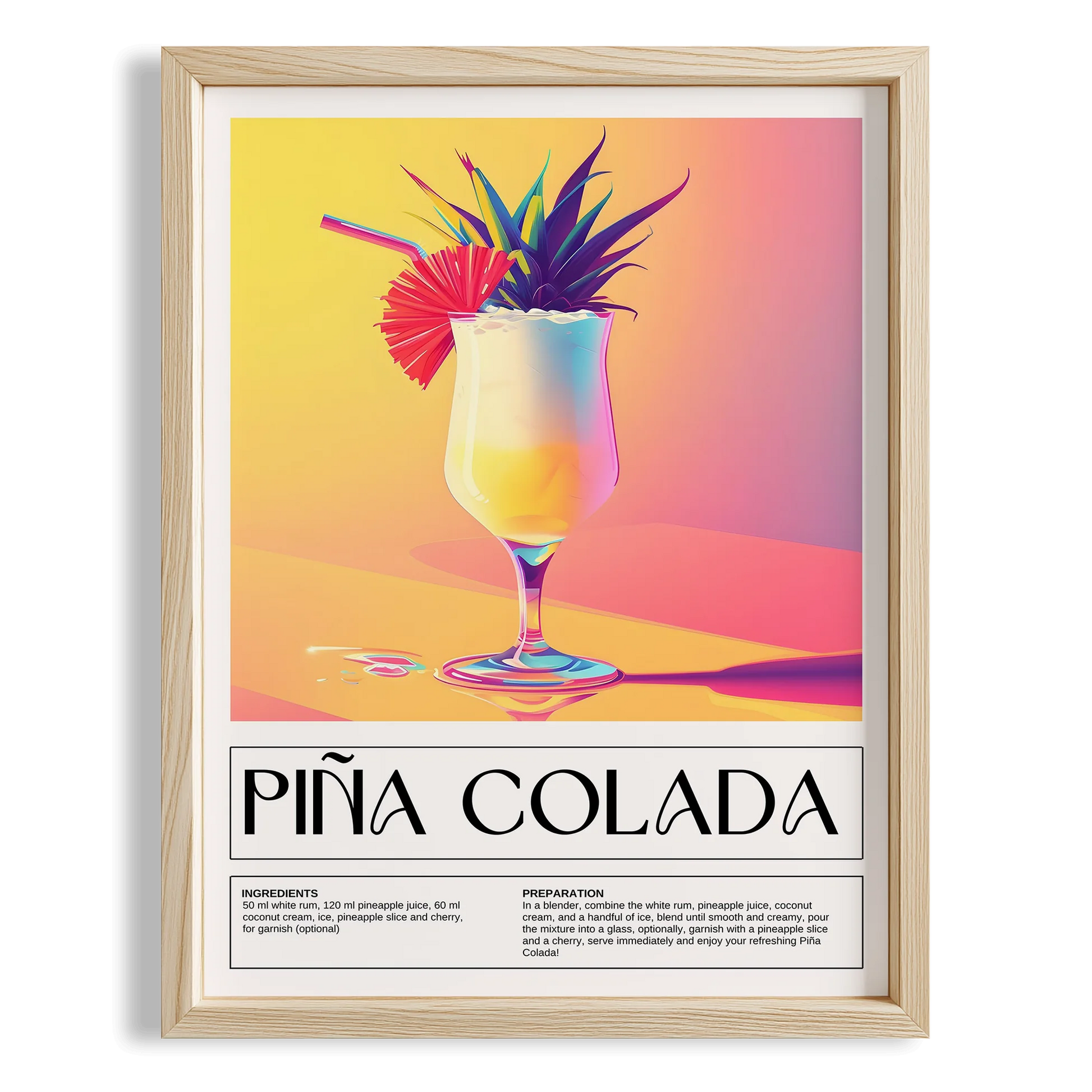 Pina Colada Kokteyl Tarifi Mutfak Duvar Tablosu