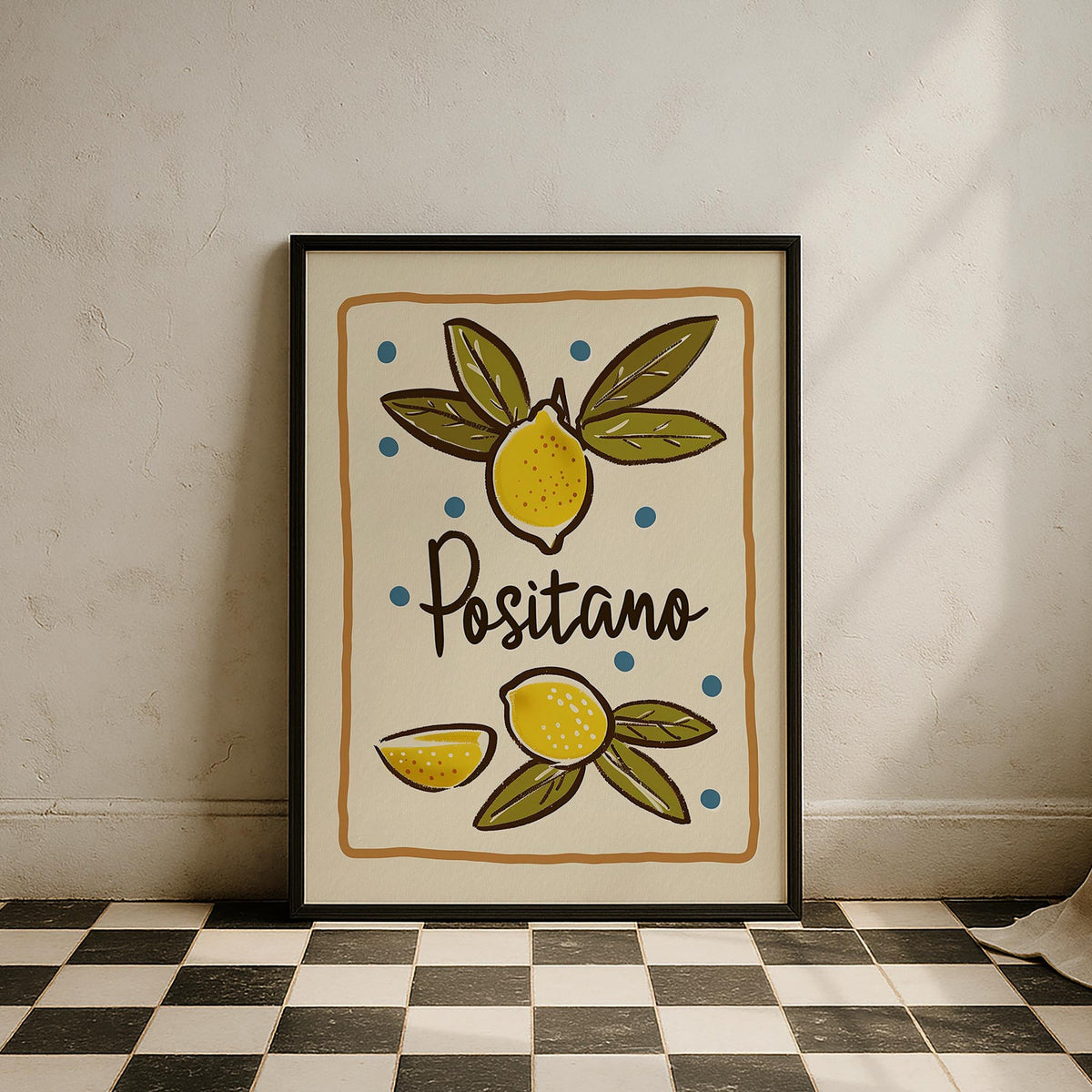 Amalfi & Positano Limonlar İtalyanca Tipografi Mutfak Duvar Tablosu III