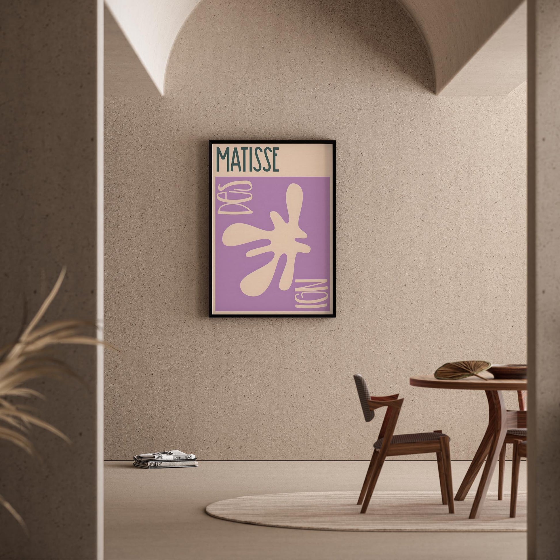 Matisse Kağıt Kesimleri Abstract Serisi Lila Bej Dal I Duvar Tablosu