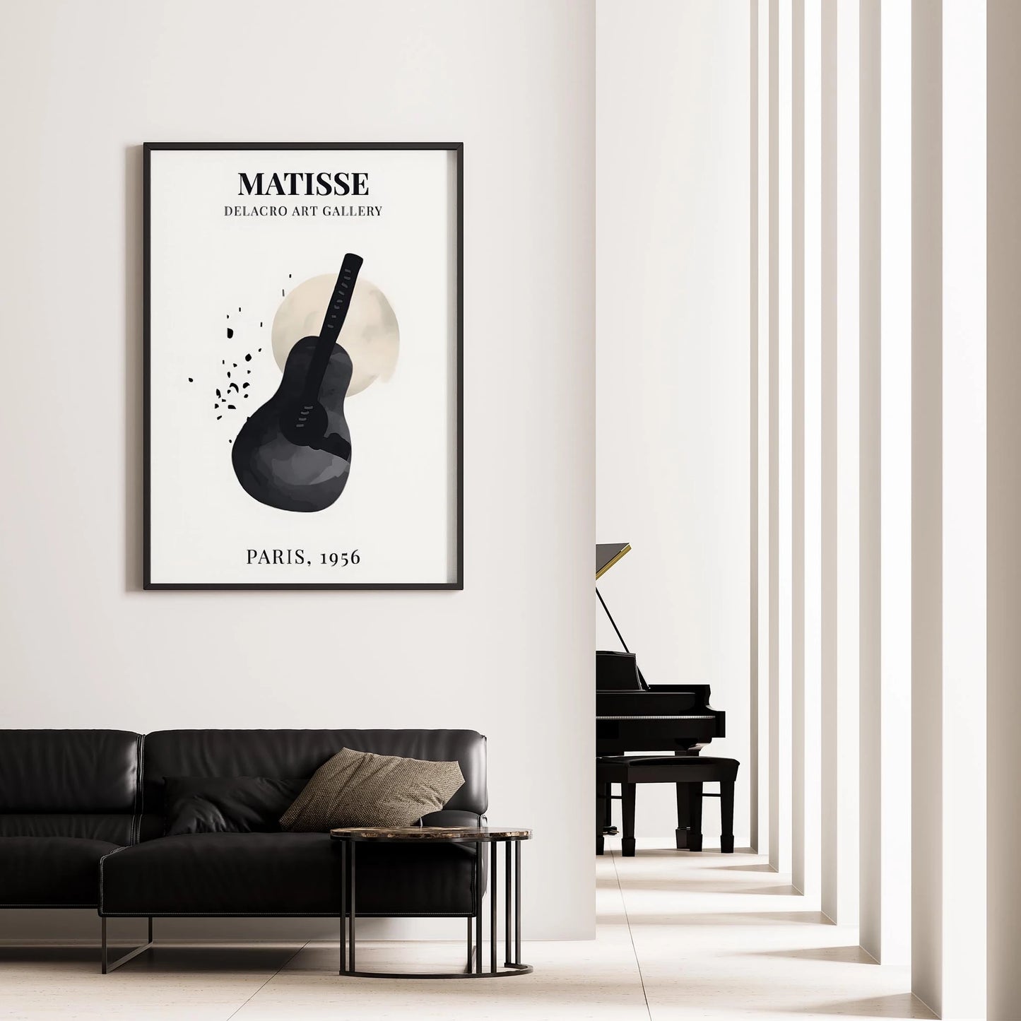 Matisse Kağıt Kesimleri Serisi Minimalist Gitar Motifi I Duvar Tablosu