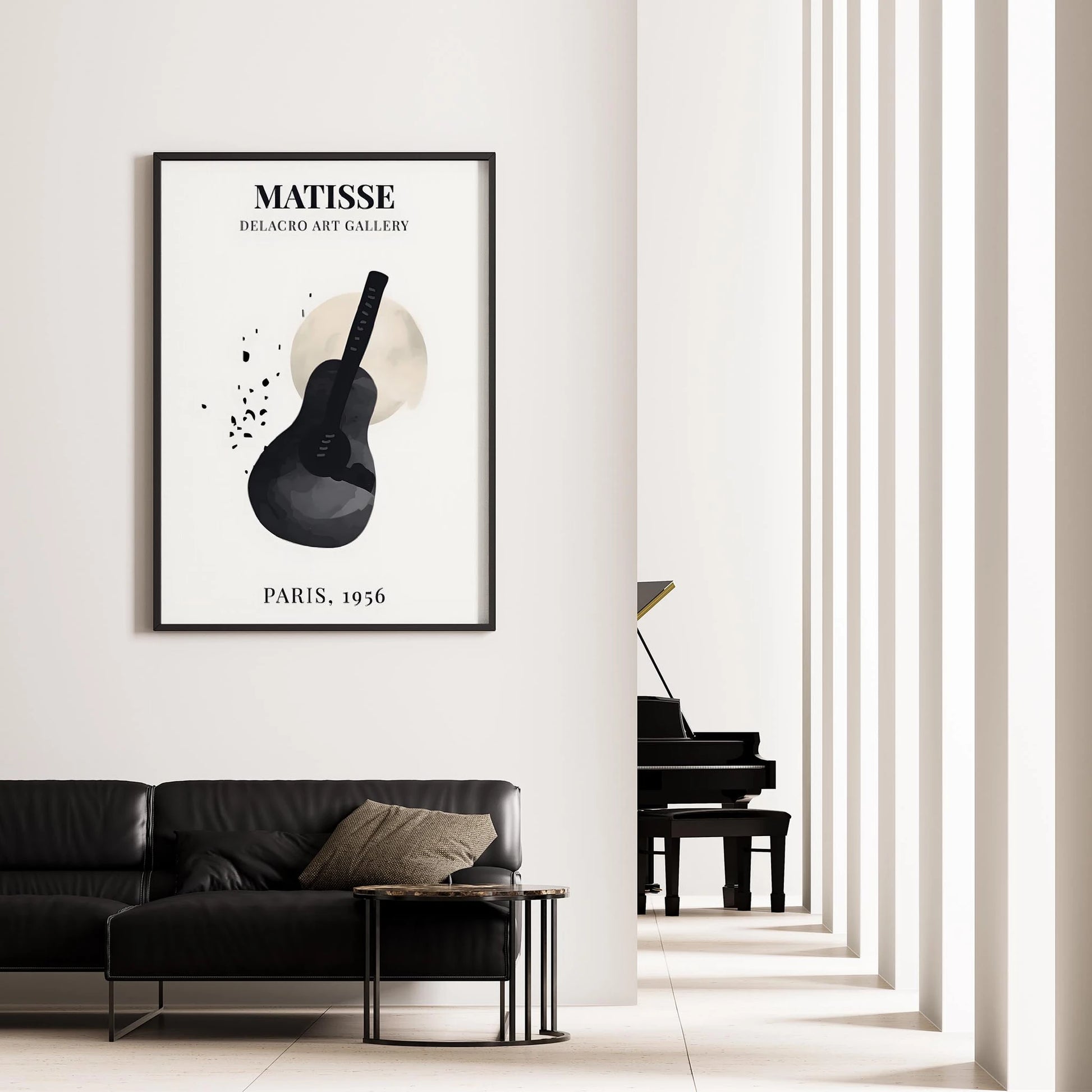 Matisse Kağıt Kesimleri Serisi Minimalist Gitar Motifi I Duvar Tablosu